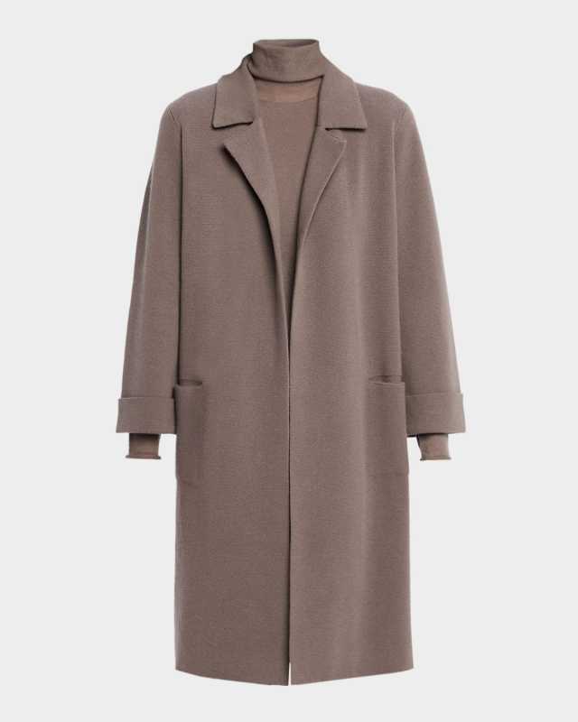 Cashmere Long Open-Front Coat